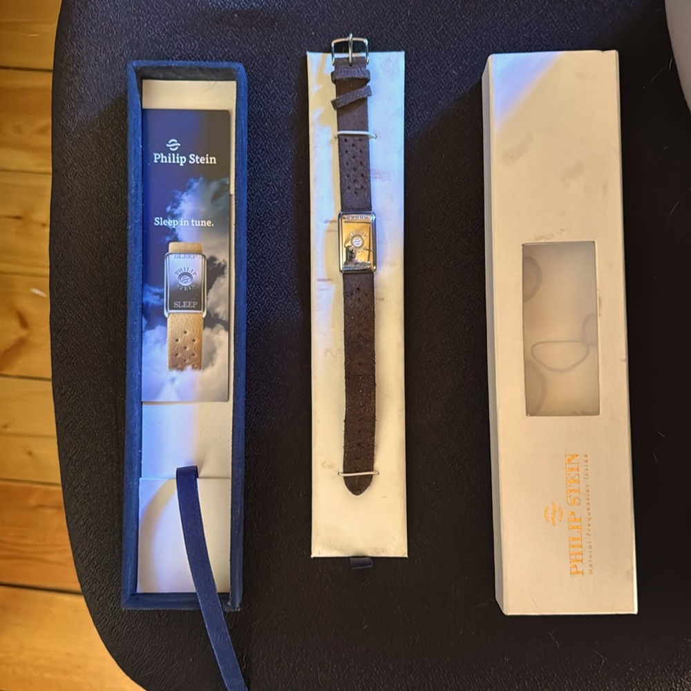 Philip Stein slim sleep bracelett in stainless steel microfiber band